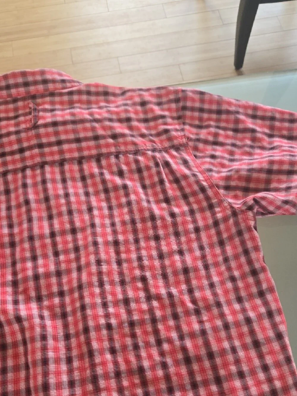 The North Face Men's Red Plaid Short-Sleeve Button-Down Shirt